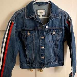 Forever 21 Stripes Sleeve Denim Jacket